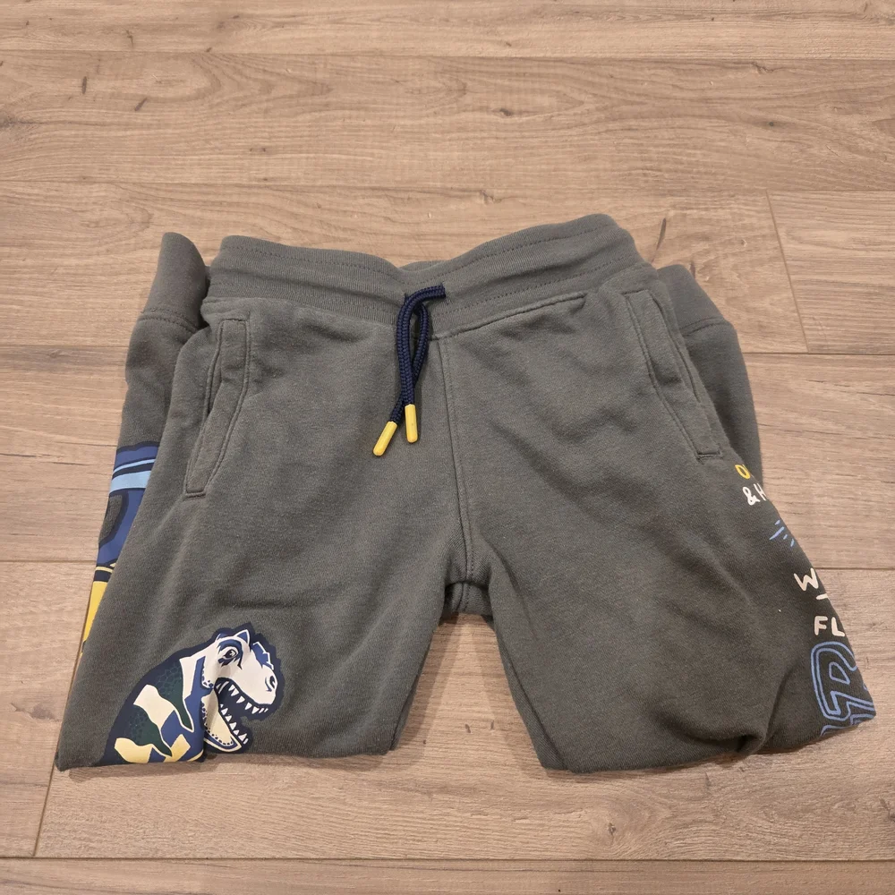 Toddler boys French Terry green dinosaur Joggers adjustable waist size 4